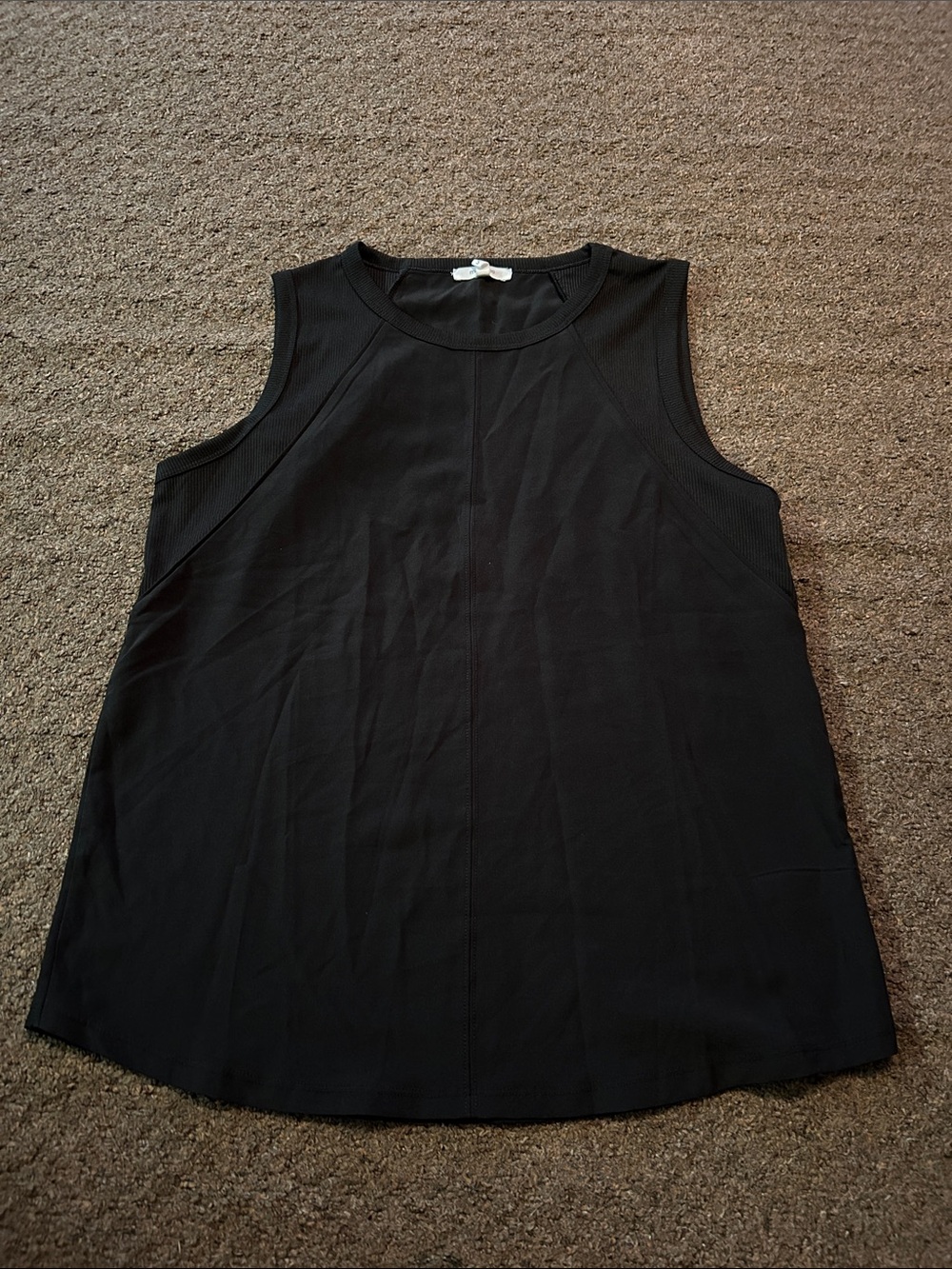 Sleeveless Crew Neck Black Women's Top